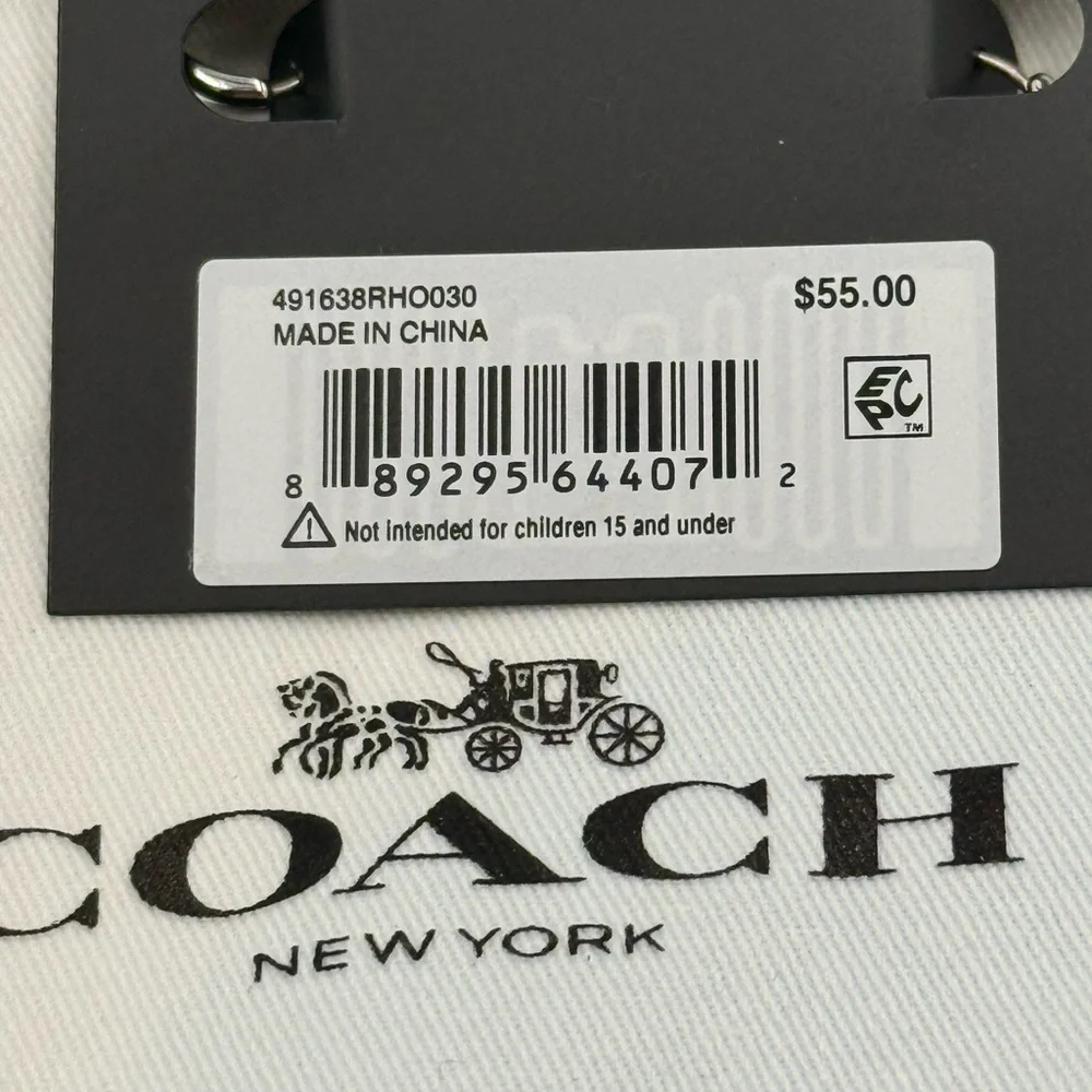 Coach Silver-Tone Hoop Earrings on Branded Card - Picture 3 of 4